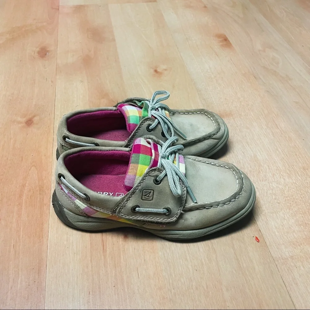 Sperry Multi-Color Plaid Intrepid AC Girls Slip On Loafer Boat Shoes Size 11